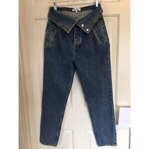 RE/DONE 80's Fold Over LEVIs Sz 26 Paperbag Waist Pleated Vtg Jean Denim Tapered